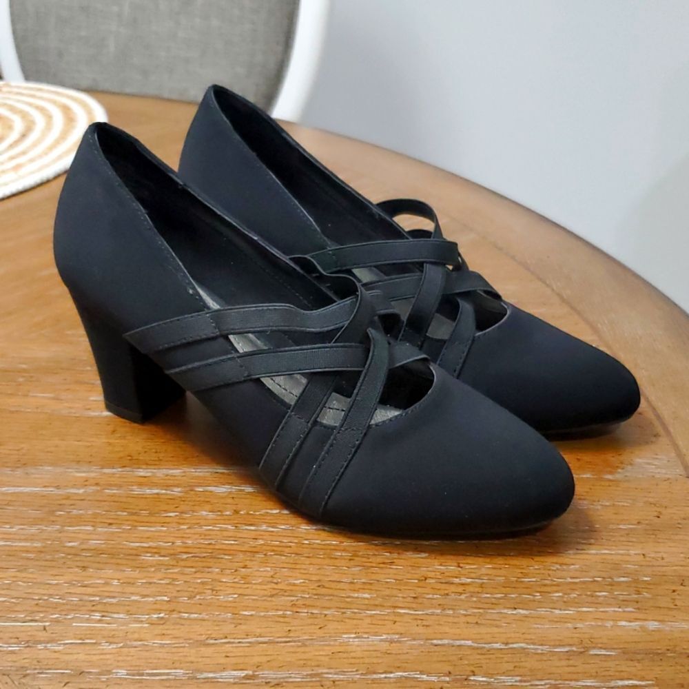 Marbella Charlotte Women SZ 9.5W Black Strappy 3inch Heels